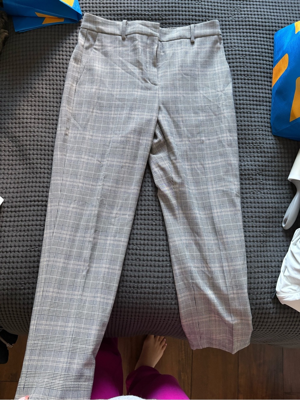 Babaton Black and White Glen Plaid Trousers